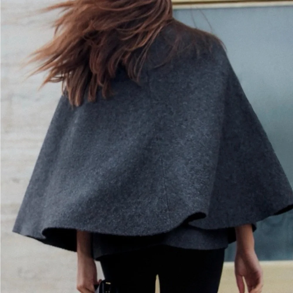 NWT - Zara Charcoal Women's Cape Sweater